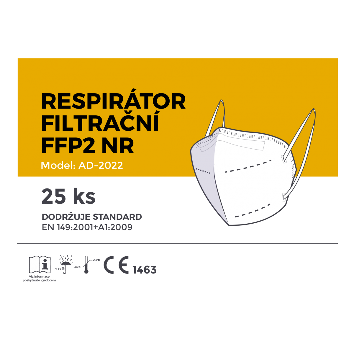 AD Respirátor filtrační FFP2 bílý 25ks