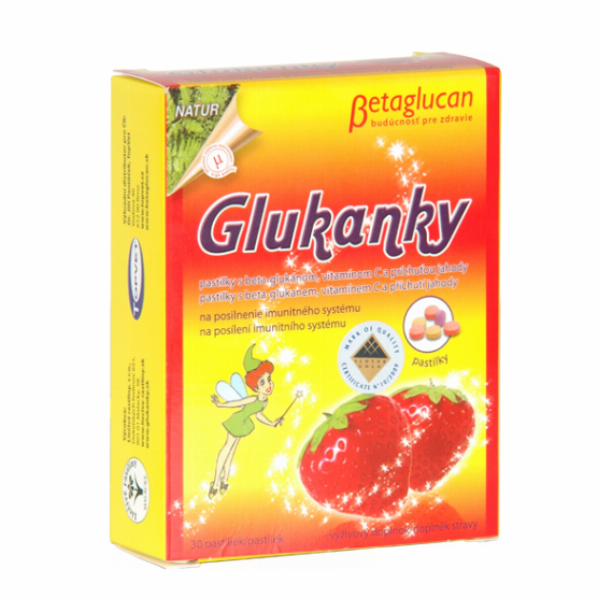 Liečive rastliny Glukanky - dětské pastilky s příchutí jahody